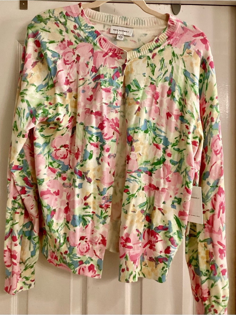 Floral Crewneck Cardigan  - Pink Multi